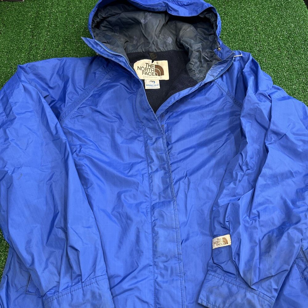 The North Face Gore-Tex Hooded Fleece Lined Jacket Womens Blue Made USA Vintage